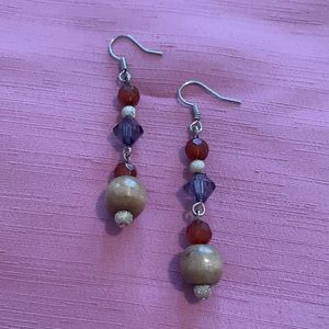 Boho Chic Crystals and Wood Earrings